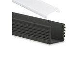 Zwart LED strip profiel met platte opaal cover 16,80 mm x 16,80 mm - 05.1ZWART