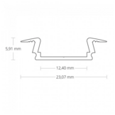 LED inbouw profiel met klikcover 16,80 mm x 5,91mm - 08ALU