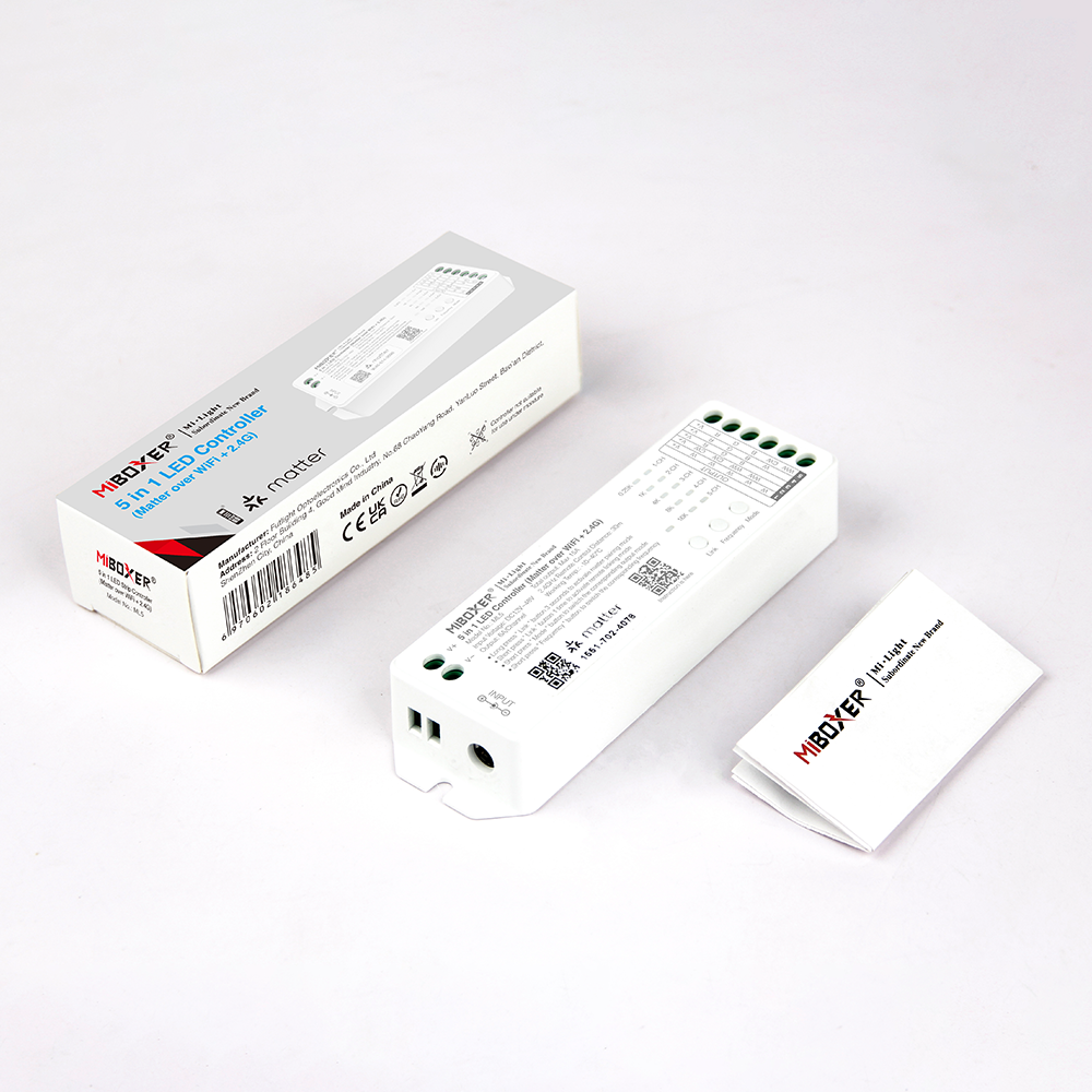 Matter of wifi LED controller 5 in 1 - voor Single Color/Dual White/RGB/RGBW/RGBWW/RGBCCT LED strips 12-24-48v - ML5