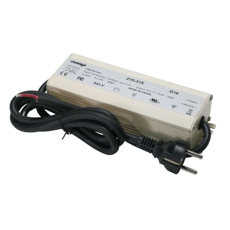 Tronix LED driver 100 watt 12 volt 8,33 Ampère - ip67 OP = OP