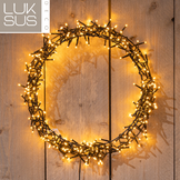 Verlichte kerstkrans ring 48 cm met 400 led lampjes warm wit - maat S - Levering vanaf week 45!