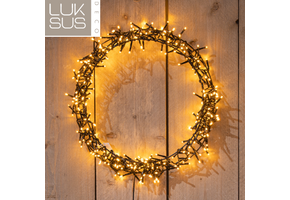 Verlichte kerstkrans ring 48 cm met 400 LED lampjes warm wit - maat S - Levering vanaf week 45!
