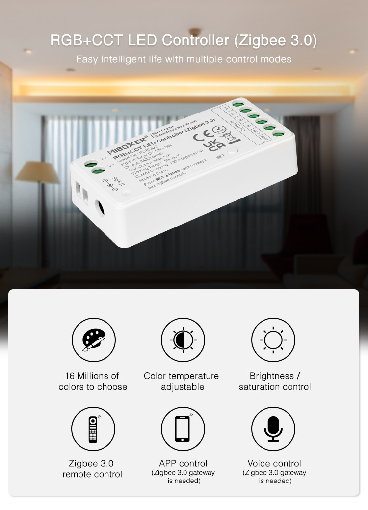 Zigbee + 2,4ghz 2 in 1 LED controller FUT035Z+