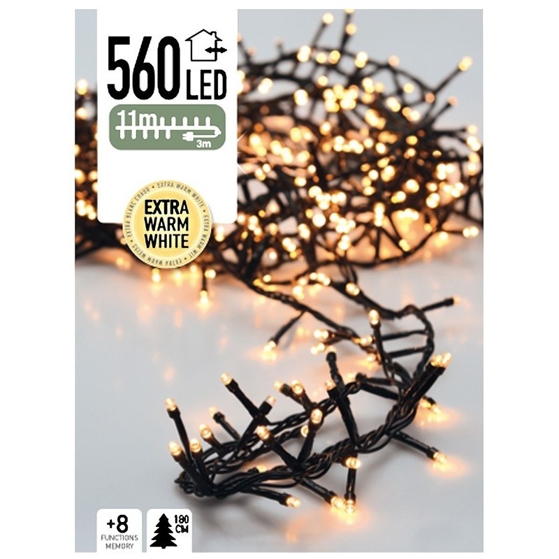 Cluster Kerstverlichting - extra warm wit - 11 meter – 560 LED