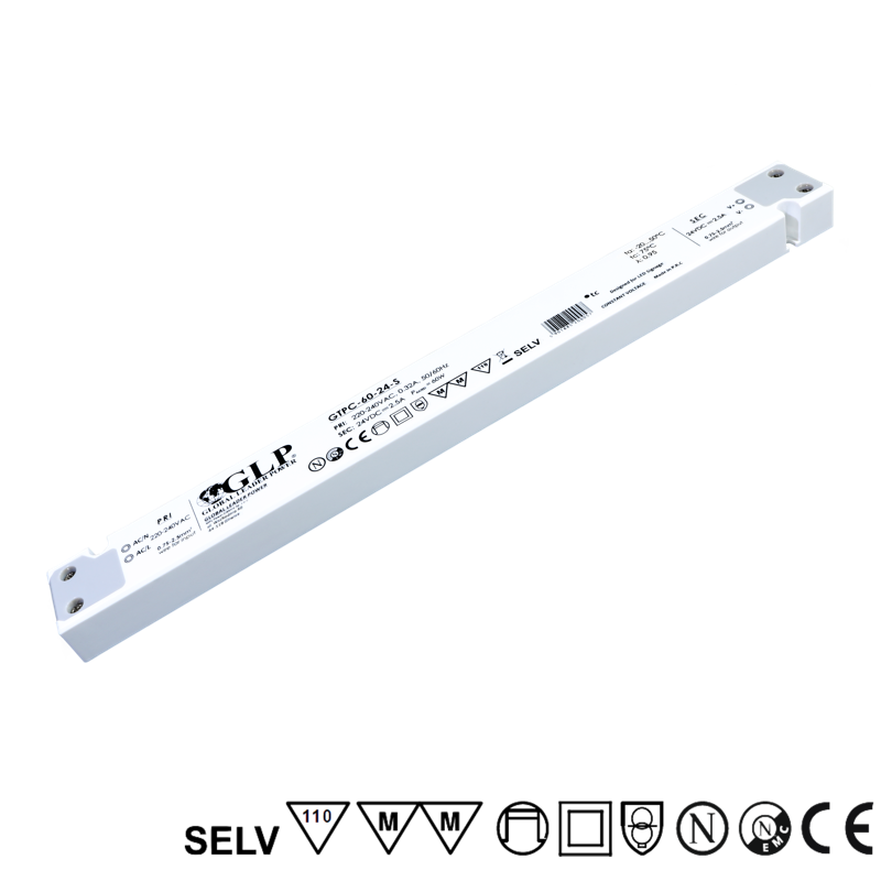 SLIM LED driver 60 watt 24 volt 2.5 Ampère - IP20 - compact - GTPC-60-24-S