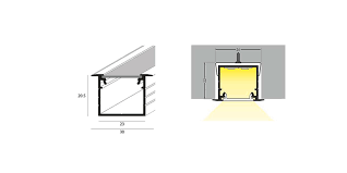 LED strip profiel 1 meter met cover 30mm X 20,4mm - 20INBOUW-ALU