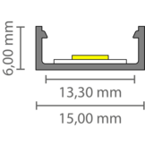 LED strip profiel met klikcover 15mm x 6mm - 301ALU