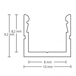 Zwart LED profiel met klikafdekking 10 mm x 9,2 mm - SLIM08ZWART