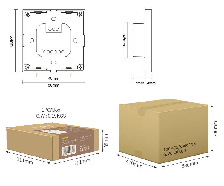 DMX RGBCCT LED wanddimmer - DMX 512 en Draadloos MIBOXER - X5