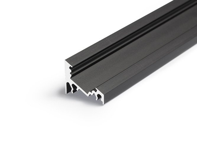 Zwart LED hoekprofiel met cover 20 mm x 16 mm - C14ZWART