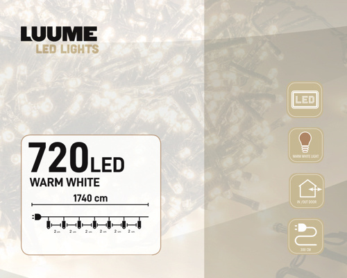 Cluster Kerstverlichting 14,4 meter Warm Wit met 720 LED's
