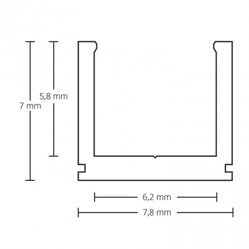 Extra smal LED profiel met opaal klikafdekking 7 mm x 7,8 mm - SLIM06ALU