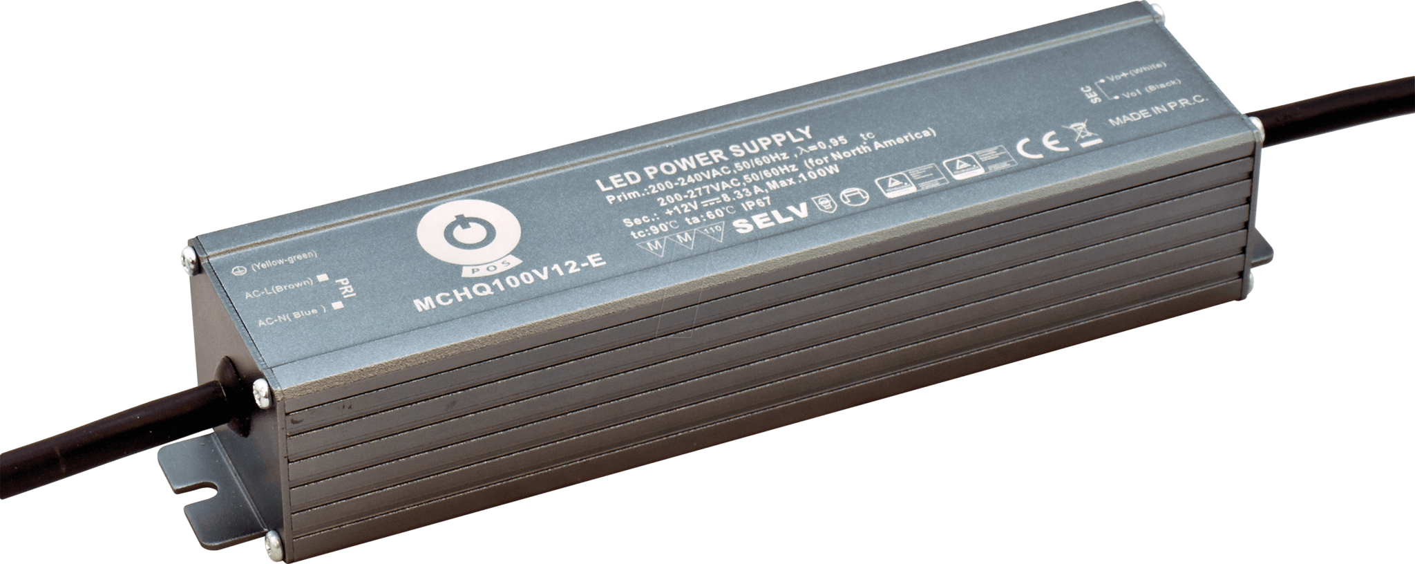 LED driver 100 watt 12 volt 8,33 Ampère - ip67 - MCHQ100V12-E