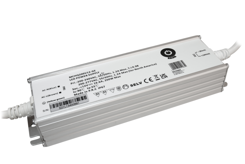 LED voeding 200 watt 24 volt 8,3 Ampère – IP67 waterdicht – MCHQ200V24-GE