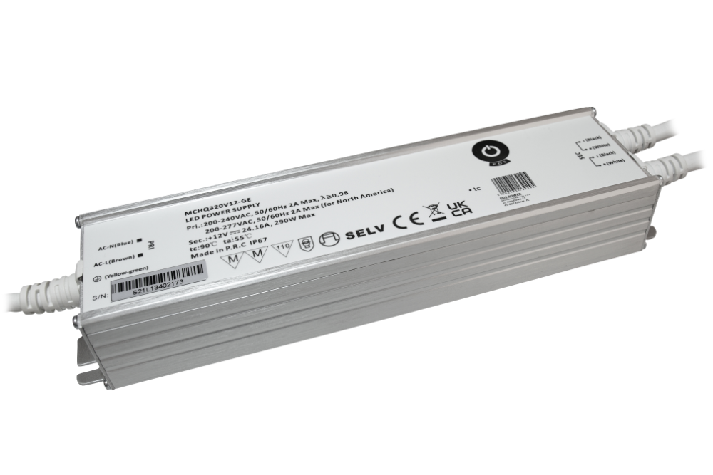 LED driver 320 watt 24 volt 13,3 Ampère – IP67 waterdicht – MCHQ320V24-GE