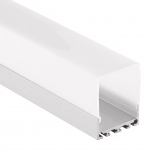 PN4 breed LED opbouwprofiel - Geanodiseerd aluminium - afdekking naar keuze