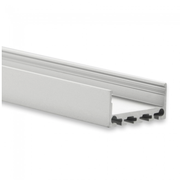 PN4 breed LED opbouwprofiel - Geanodiseerd aluminium - afdekking naar keuze
