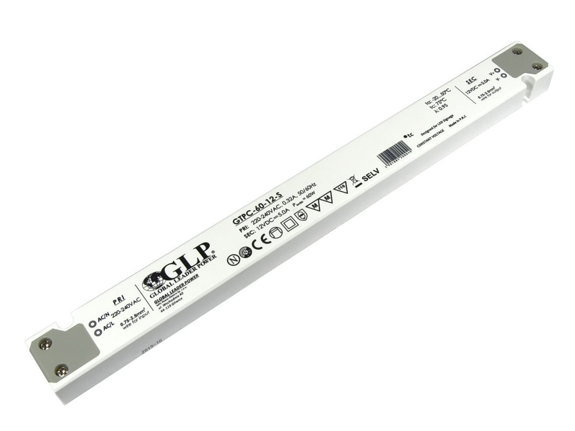 LED driver 60 watt 12 volt 5 Ampère - IP20 - compact