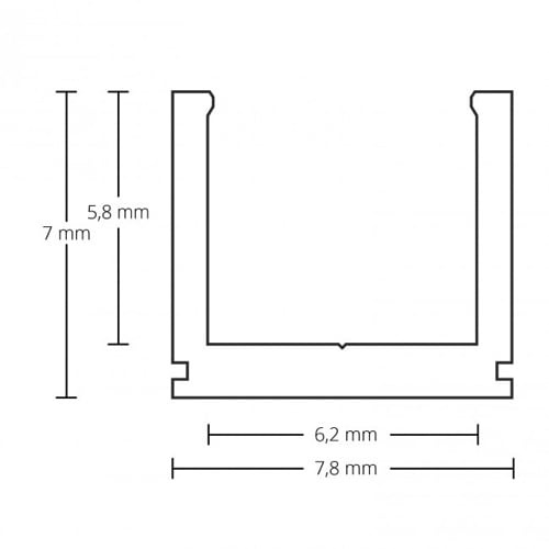 Zwart extra smal LED strip profiel met opaal klikcover 7 mm x 7,8 mm - SLIM06ZWART