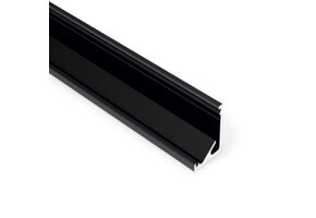 Zwart LED hoekprofiel 2 meter met opaal cover 16,5 mm x 16,5 mm - C12ZWART