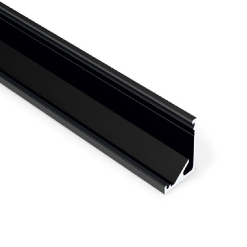 Zwart LED hoekprofiel 2 meter met opaal cover 16,5 mm x 16,5 mm - C12ZWART