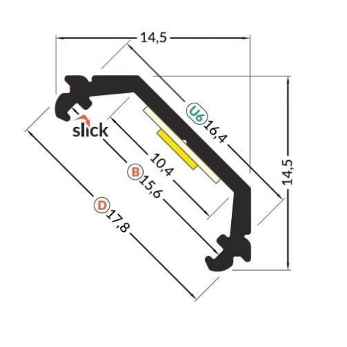 LED hoekprofiel 2 meter met afdekking 14.5 mm x 14.5 mm - C20ALU
