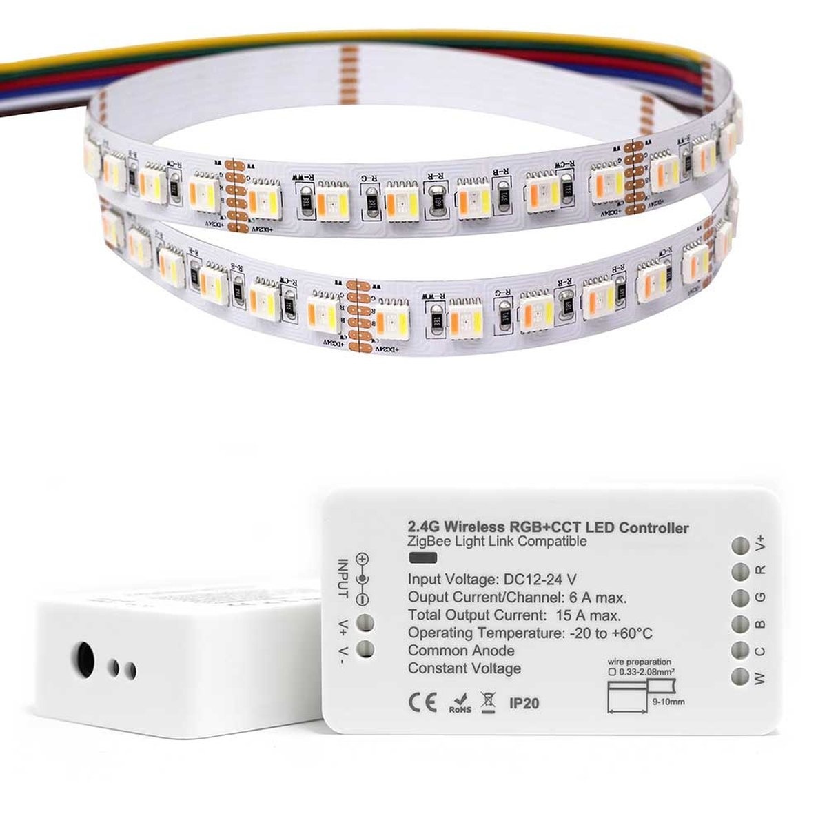 Smarthome Zigbee complete RGBCCT LED strip set 2240LM 96LED p/m 24vdc - 7,5 meter