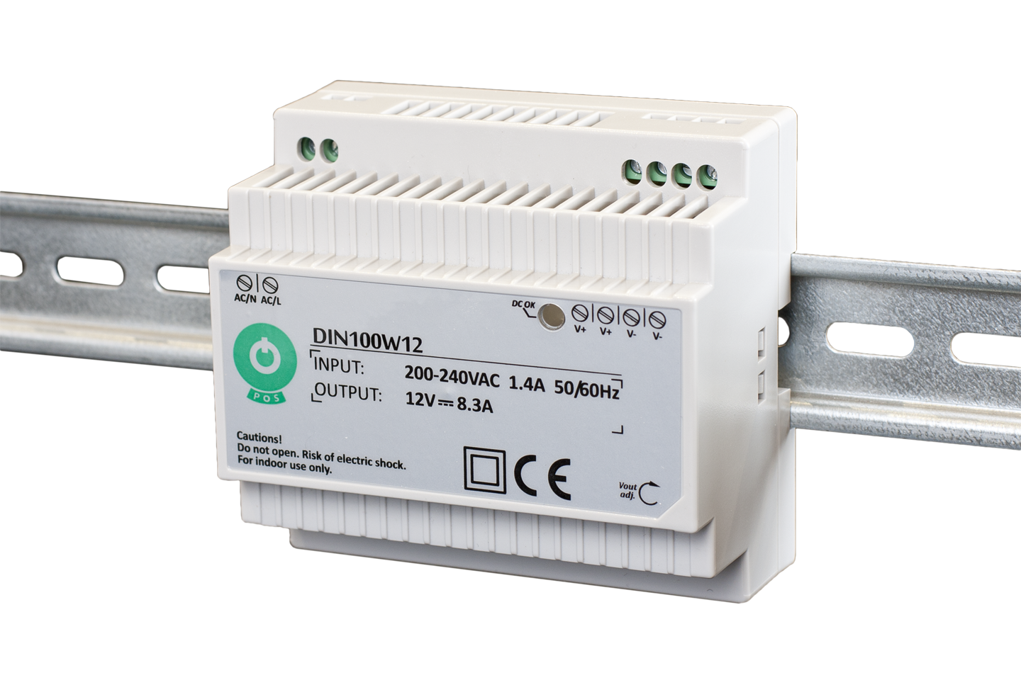 DIN Rail LED driver 100 watt 12 volt 8,3 Ampère - IP20 - DIN100W12