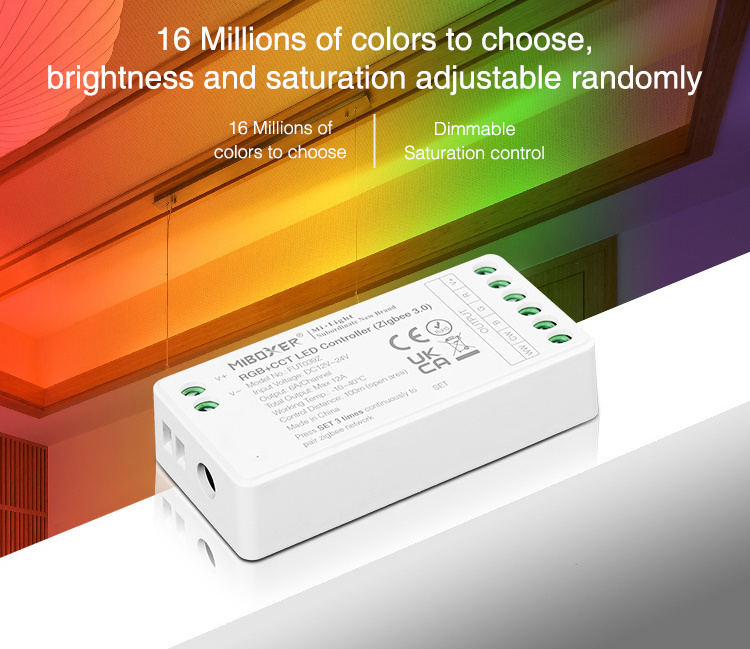 3 in 1 Zigbee + 2,4ghz LED controller voor RGB/RGBW/RGBWW/RGBCCT LED strips 12-24v - FUT037Z+