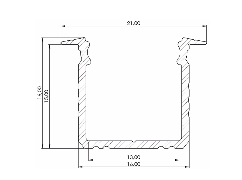 LED inbouw profiel 2 meter met opaal afdekking 16mm x 16mm 03.2ALU - UITVERKOOP