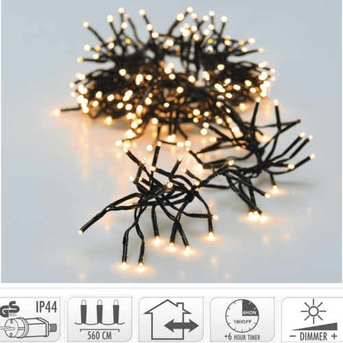 Cluster kerstverlichting warm wit 768 LED 5,5 meter - 8 functies timer & dim functie – IP44 voor binnen en buiten LUKSUS