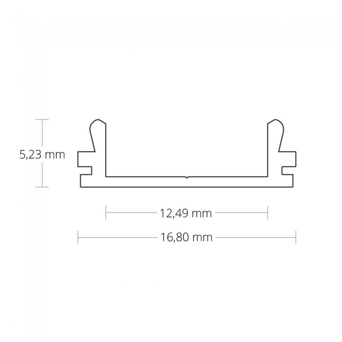 LED strip profiel 2 meter met ronde klikcover 16,85mm x 2,01mm 16ALU