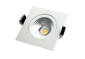 Vierkante LED inbouwspot WIT- kantelbaar - 5W 2700k extra warm wit - Gatmaat 75mm - IP54