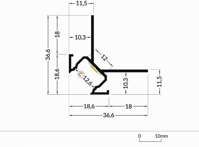 LED gips hoekprofiel met afdekking 2 meter 36,6 mm x 36,6 mm GIPS24 BUITENHOEK