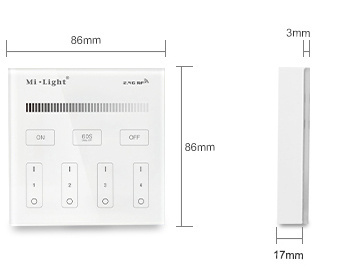 Enkel kleurige LED wanddimmer - Draadloos