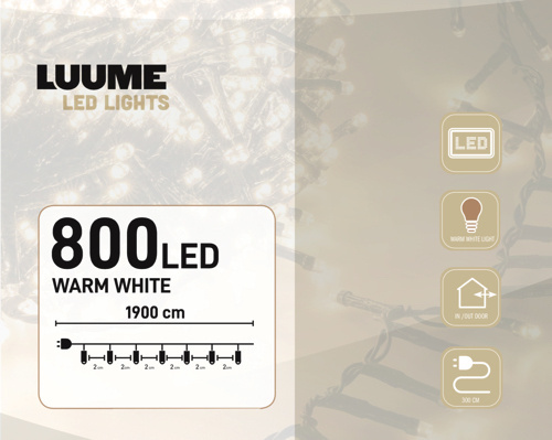 16 meter Cluster Kerstverlichting - 800 LED - warm wit met 8 lichtstanden