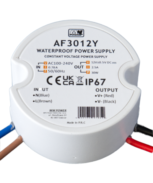 Wandcontactdoos Mini LED driver 30 watt 12 volt 2,5 Ampère – IP67 waterdicht – AF3012Y