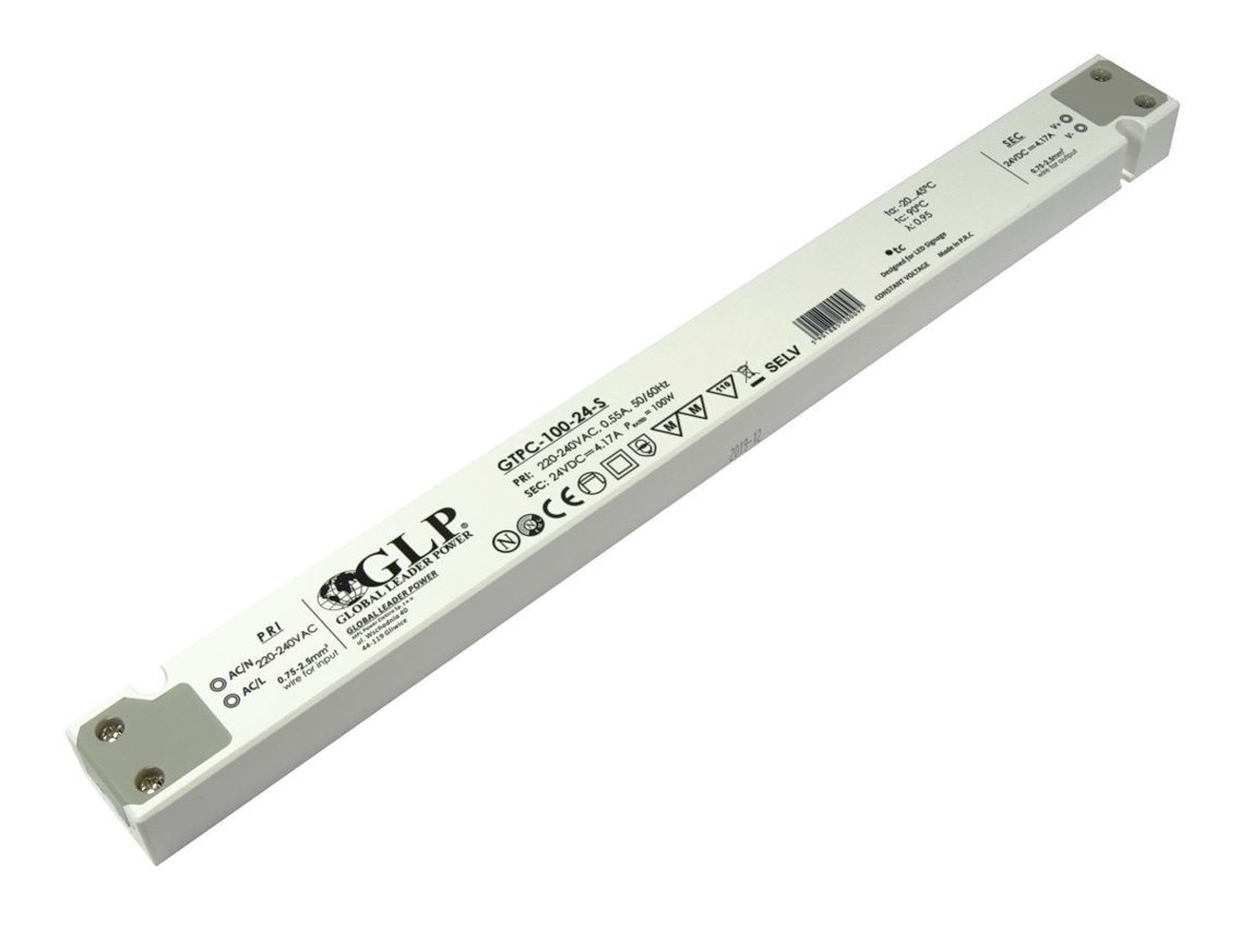 SLIM LED driver 100 watt 24 volt 4,17 Ampère - IP20 - compact - GTPC-100-24s