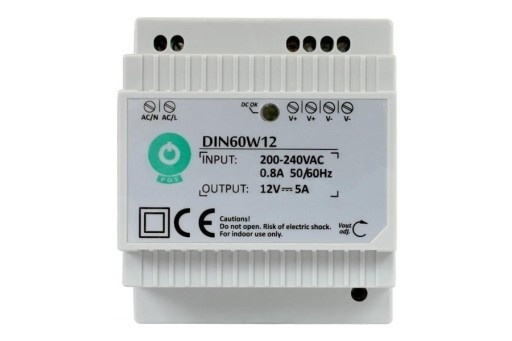 Din Rail LED driver 60 watt 12 volt 5 Ampère - IP20 - DIN60W12