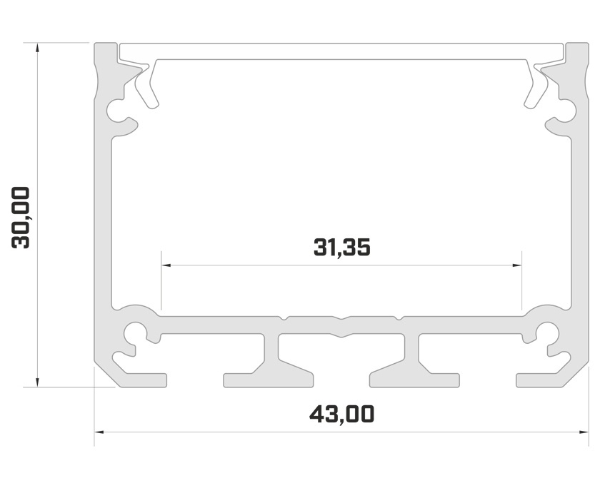 LED XL profiel 2 meter met cover 40 mm x 31 mm - XL31ALU