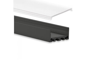 LED strip profiel 20 meter met lage cover 26,79mm x 11,69 mm PN4 C1 - Zwart