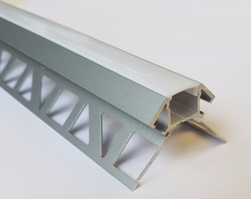LED strip tegel hoekprofiel 2,5 meter 33 mm x 33 mm P19 – Grijs - Aluminium