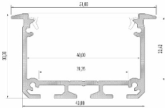XXL LED strip profiel met opaal cover 43,00 x 30,0 mm - XL30ALU