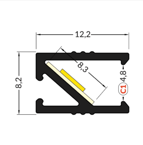 LED inbouw profiel 2 meter met cover 8,20 mm x 12,20mm - 088ALU