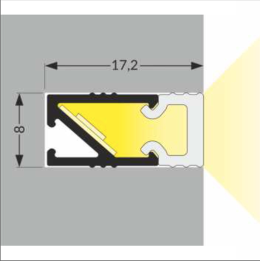LED inbouw profiel 2 meter met cover 8,20 mm x 12,20mm - 088ALU
