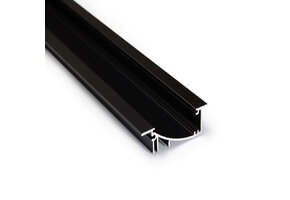 Zwart LED inbouw profiel 2 meter met opaal schuifcover 53 mm x 13,5 mm F8Zwart