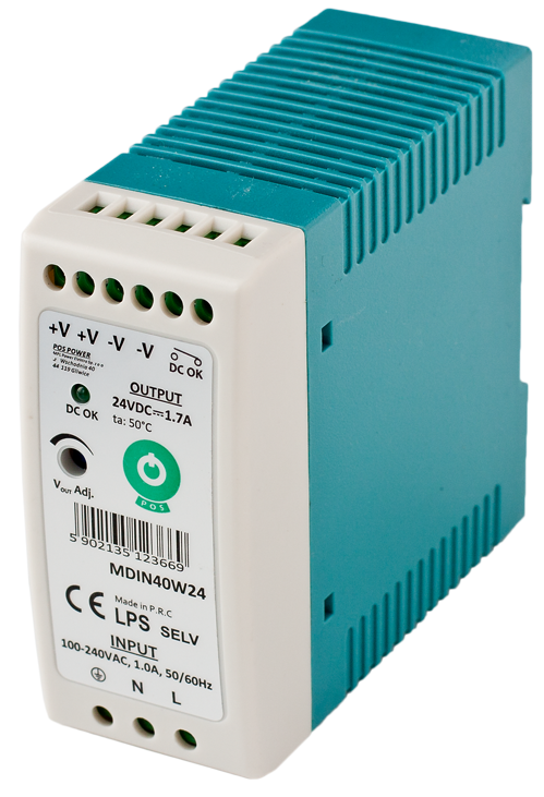 DIN Rail LED driver 40 watt 24 volt 1,70 Ampère - IP20 - MDIN40W24