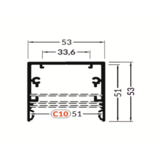 LED XXL profiel 3 meter met cover 53 mm x 53 mm - XL53ALU