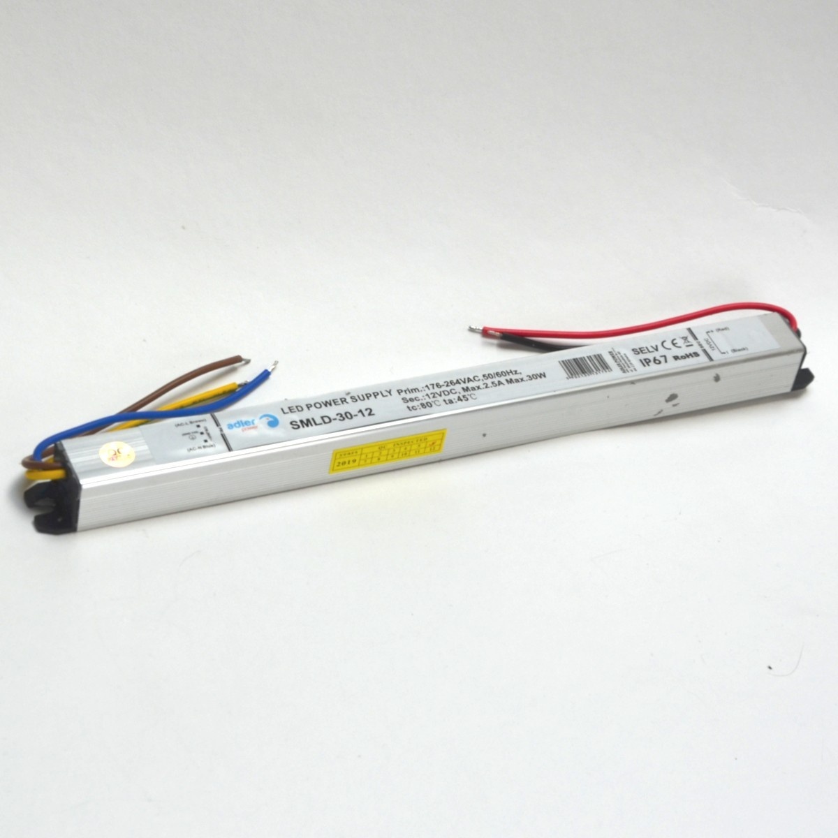 Waterdichte smalle LED driver 60 watt 12 volt 5 Ampère - IP67 - compact - AANBIEDING