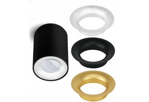 Opbouwspot zwart Ø 80 / 100mm - GU10 - inclusief 3 kleuren binnenringen 1903ZWART TRIO